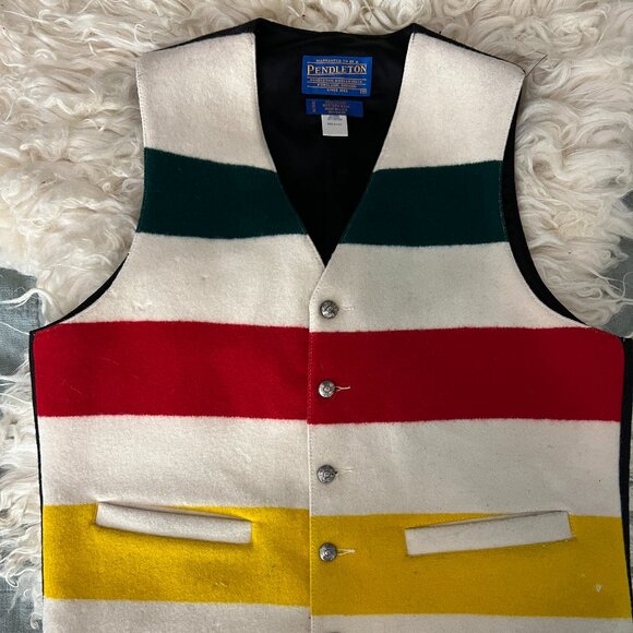 Vintage Pendleton Hudson Bay Striped Wool Vest Mens Medium - Picture 1 of 7